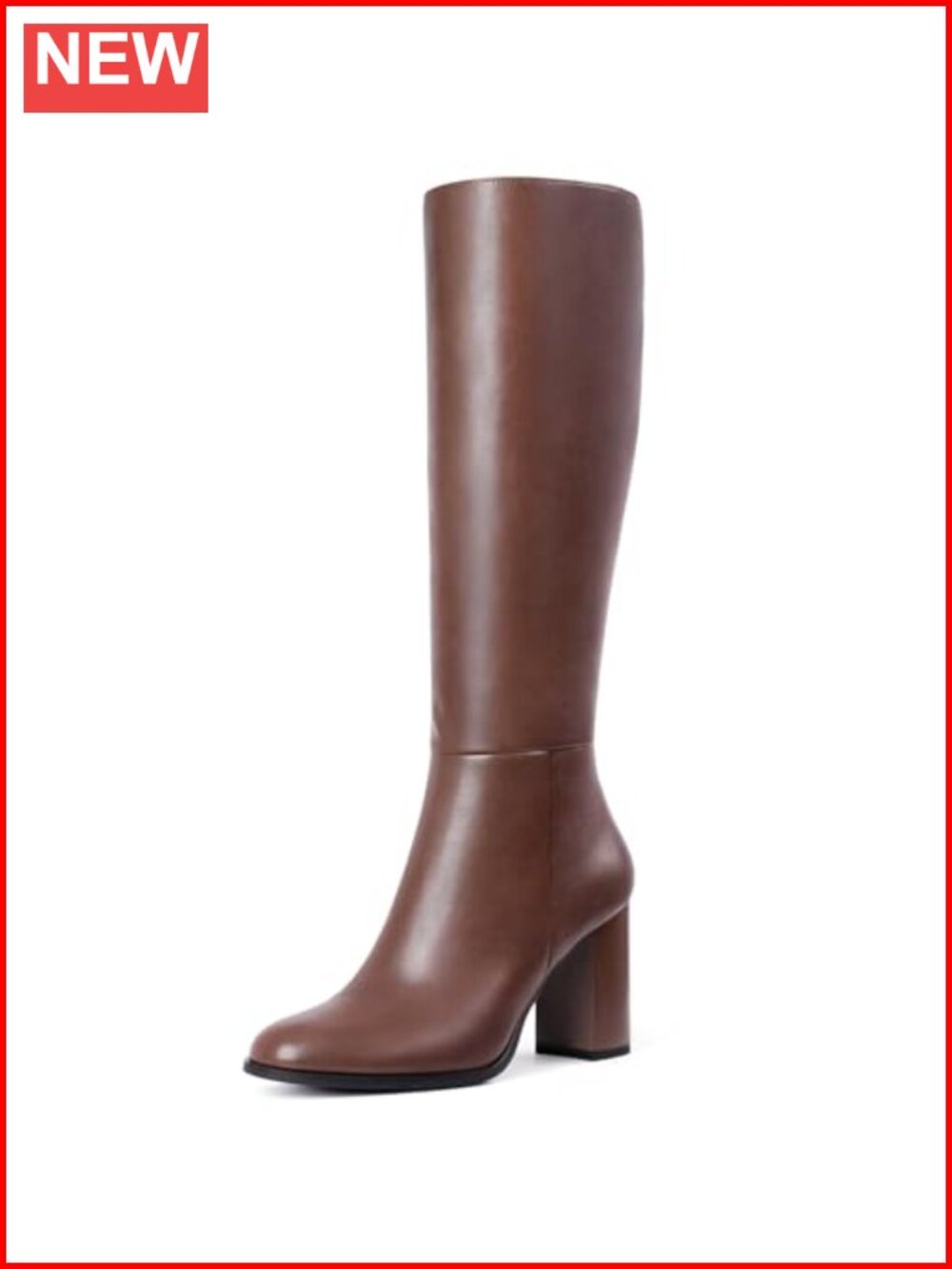 Women's Knee High Boots Faux Leather Chunky Heel Side Zip Tall Gogo Boots